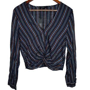 NWT Cotton On Harry twist front striped long sleeve‎ top Sz L